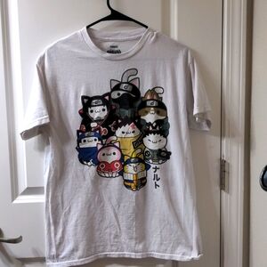 Nyaruto Shonen Jump Naruto Kawaii M Unisex White T-Shirt Funny Otaku Anime Cats